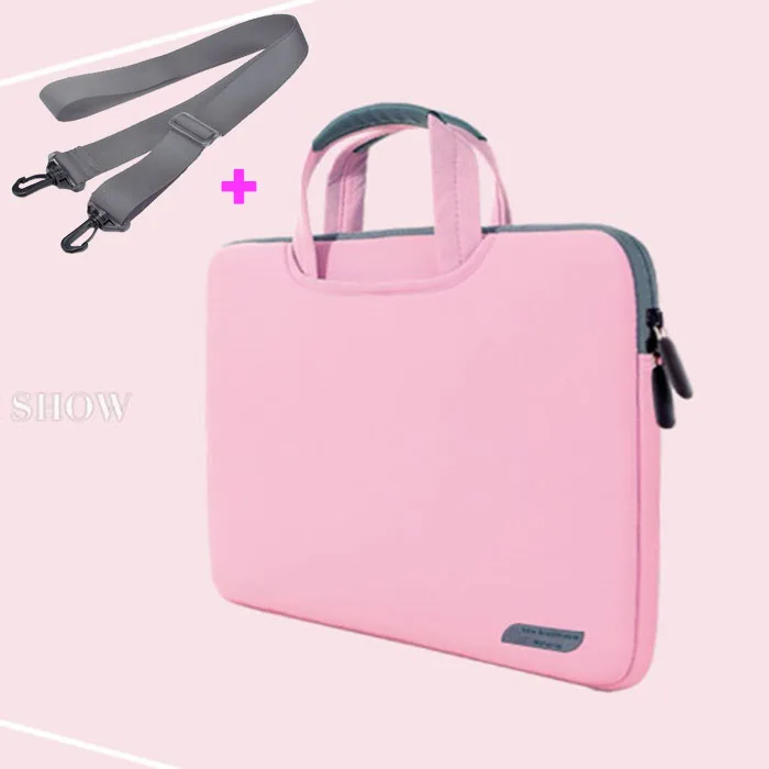 pink with belt Owswin сумка для ноутбука 13 15 дюймов Сумка для ноутбука деловая сумка для Macbook Air 13 Чехол сумка для HP Lenovo Dell Xiaomi 15,6 - Цвет: pink with belt