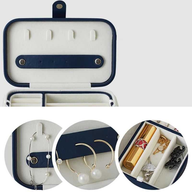 2 слоя бархат Чехол ювелирные изделия коробочки для хранения колец Дисплей лоток