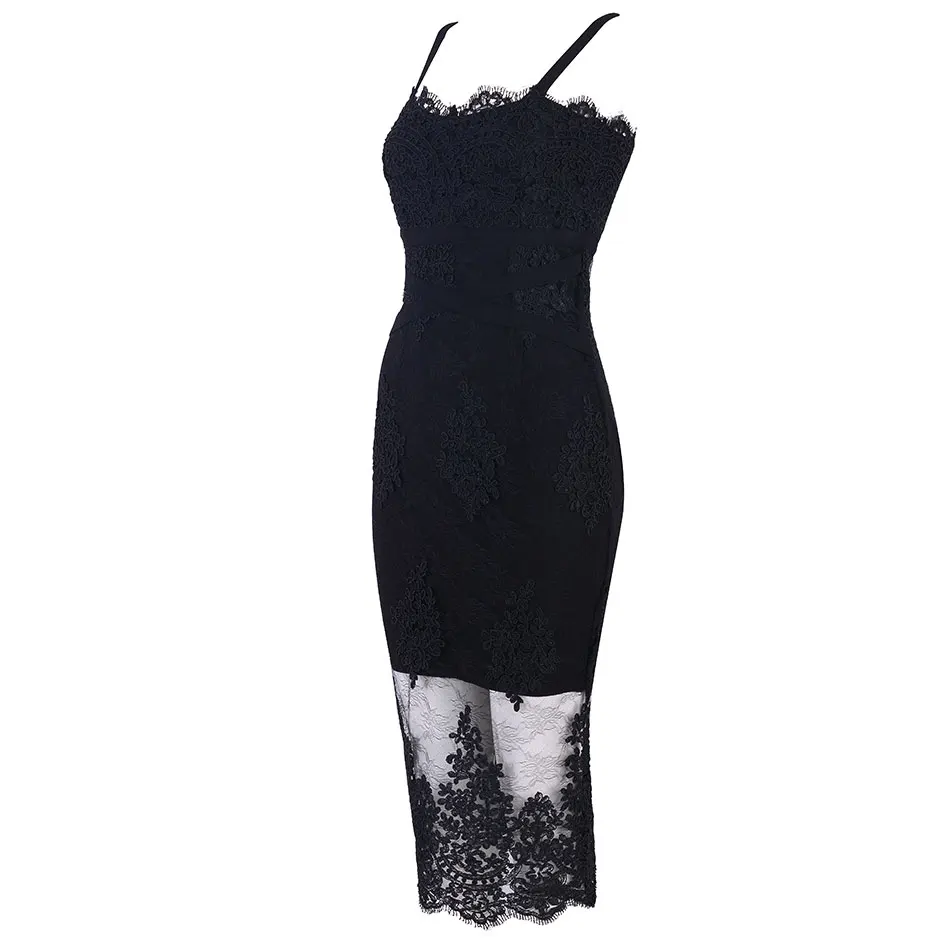 Платье на лето DressBird Women Summer Bandage Bodycon Party Dresses Vestidos Sexy Lace Spaghetti Strap White Black Dress Verano on.