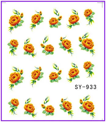 

6 PACK/ LOT GLITTER WATER DECAL NAIL ART NAIL STICKER FLOWER WATER LILY CLUBS SY933-938