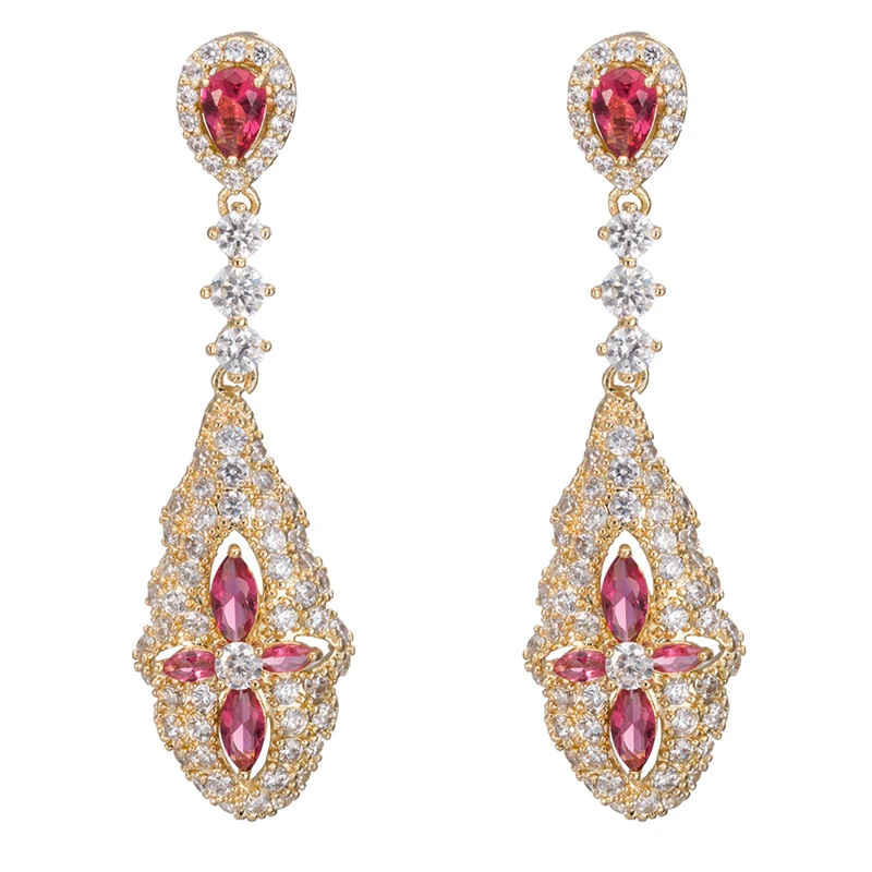 

Привлекательные висячие серьги из розового золота с белым Цирконом для женщин, бесплатная доставка M03-ERZ0577