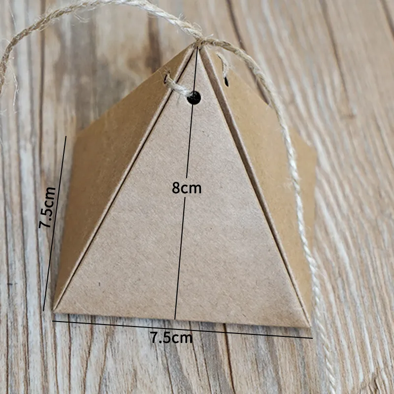 10 шт./лот коробка конфет в стиле пирамиды из крафт-бумаги