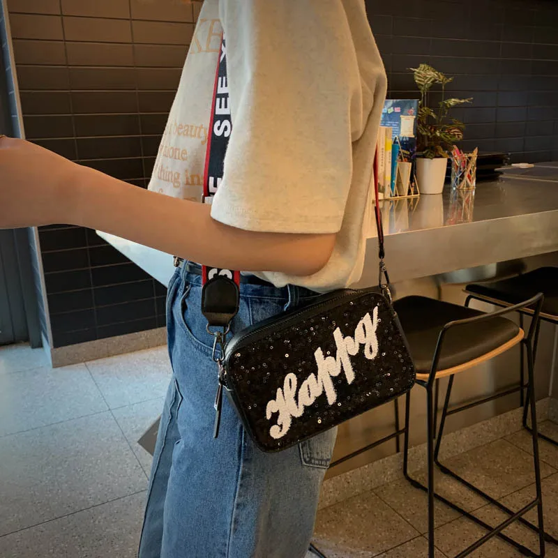 Маленькая женская сумка 2019 счастливая новая широкая через плечо с надписью для