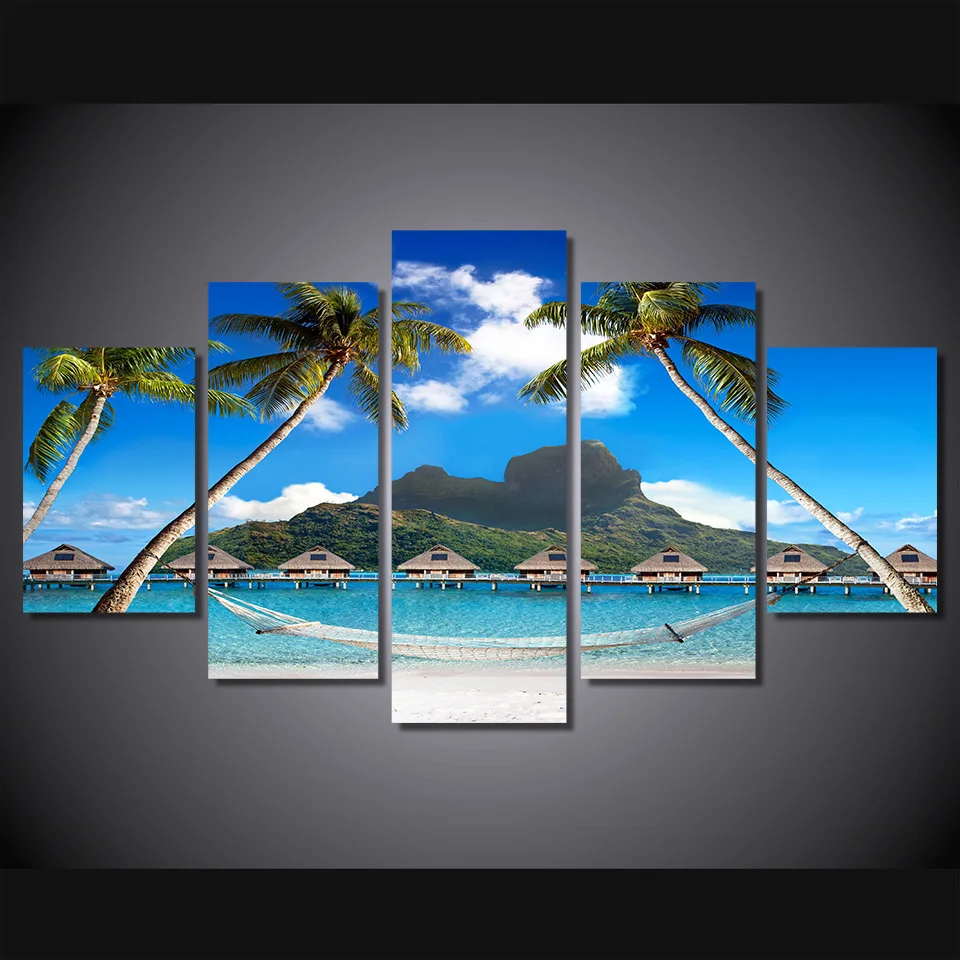 5 шт./компл. холст картины на холсте тропический рай пляж пальмы украшения для
