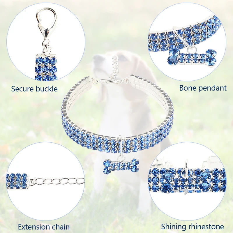 Прекрасный тег кошачьи ошейники Bling Стразы питомец с кристаллами Цепочки и