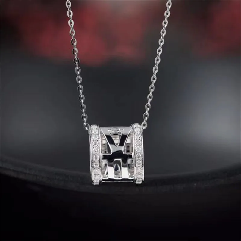 Aazuo 18K Белое Золото Настоящее бриллиантовое круглое подвижное ожерелье с