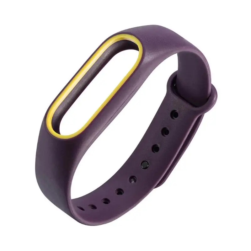 Purple 1 шт., 220 мм, двойной цвет, сменный умный Браслет, ремешок для Xiaomi mi, 2, Смарт-часы, ремешок, браслет для mi Band 2 - Цвет: Purple