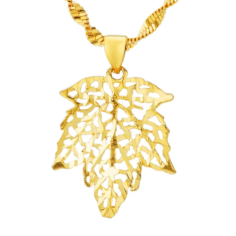 OMHXFC Wholesale European Fashion Woman Man Unisex Party Birthday Wedding Gift Hollow Maple Leaf 24KT Gold Charm Pendant PN155 | Украшения