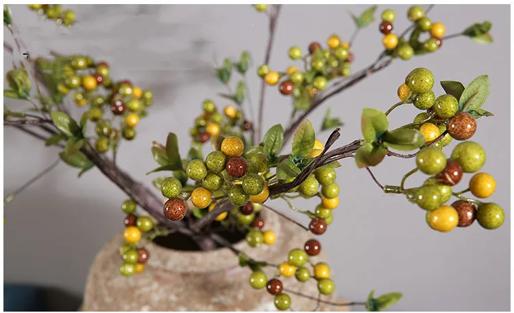 100 см искусственные фруктовые ягоды искусственный гранат красный букет цветов вишневого дерева тычинки Рождественские декоративные искусственные растения для дома Вечерние