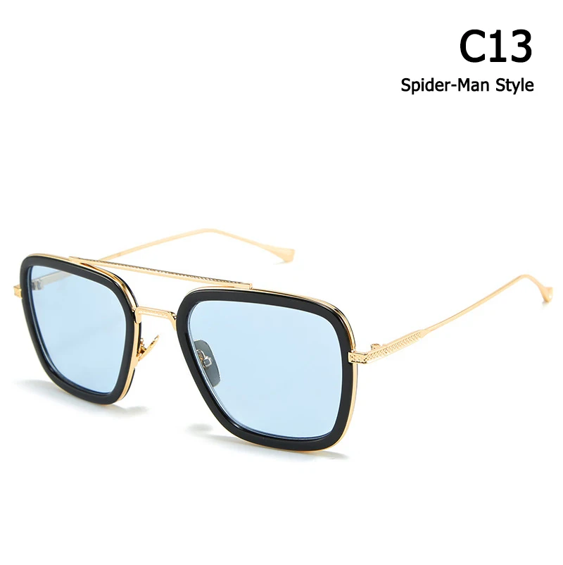 C13 Spider-Man Style JackJad, модные Мстители, Тони Старк, полёт 006, стильные солнцезащитные очки, мужские, квадратные, авиационный бренд, дизайнерские солнцезащитные очки, Oculos De Sol - Цвет линз: C13 Spider-Man Style