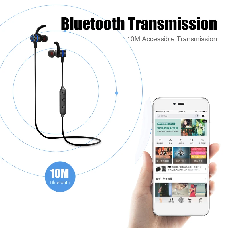 M& J, Металлические Магнитные Bluetooth наушники, устойчивые к поту, беспроводные наушники, TF карта, наушник, стерео Bluetooth 5 гарнитура для Xiaomi iPhone