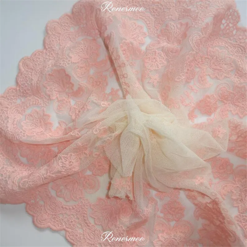 1Yard 22cm Pink Mesh Fabric Venise Lace Trim Embroidery Embellishment Sewing Crafts Doll Material Free Shipping SX155 | Дом и сад