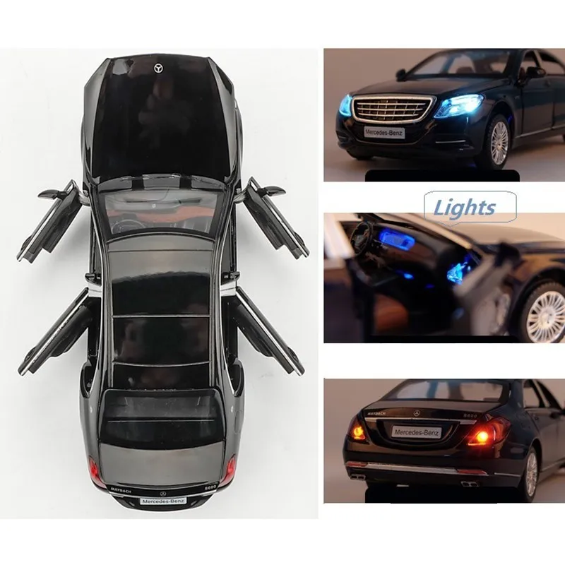 1:32 Maybach S600 литье обратно в металлическая модель автомобиля игрушка высокого моделирования звук и свет 6 двери автомобиля игрушка детский подарок
