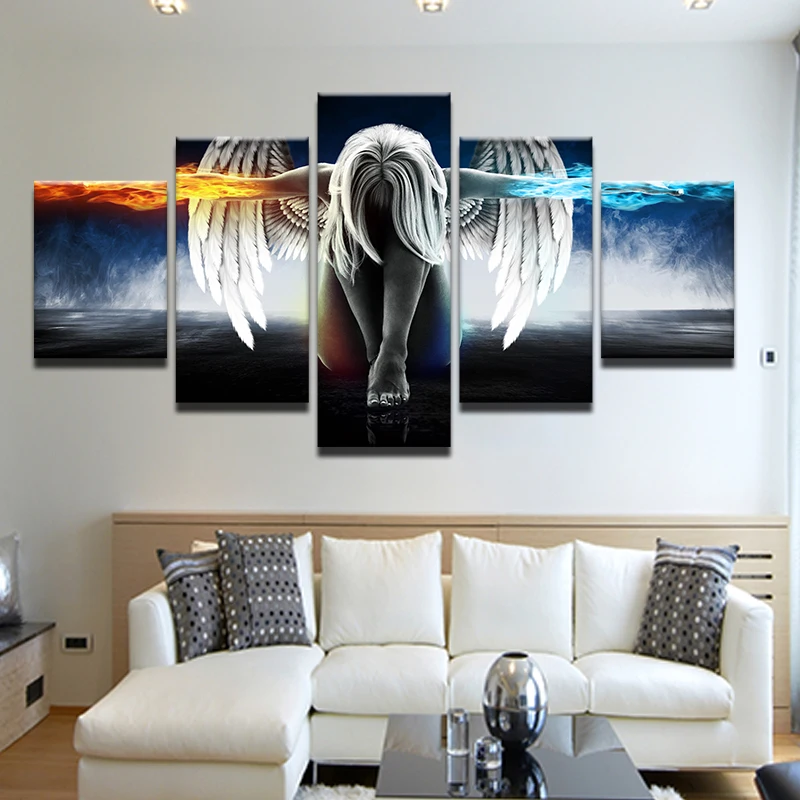 5 шт./компл. Анжелес девушки аниме демоны Холст Картина детская комната украшение