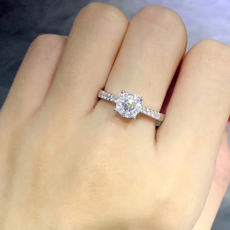 

ANI 18K White Gold (AU750) Wedding Rings 0.4 ct Certified Real Diamond Elegant Fashion Ring for Lady Engagement Fine Jewelry