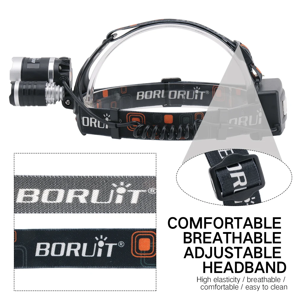 BORUIT 6000LM 3x XML T6 белый + 2R2 395nm УФ светодиодный фиолетовый налобный фонарь светильник