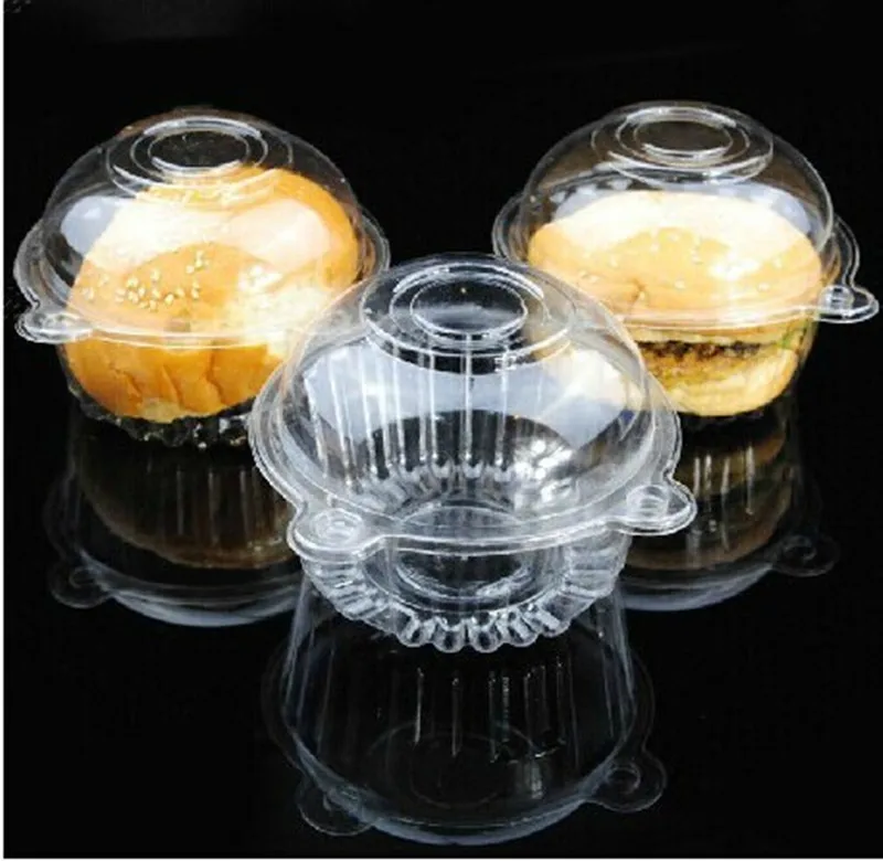 100pcs Clear Plastic Cupcake Boxes wedding cake Decor Box Baby Shower Gift Boxes Baking Packaging Supplies