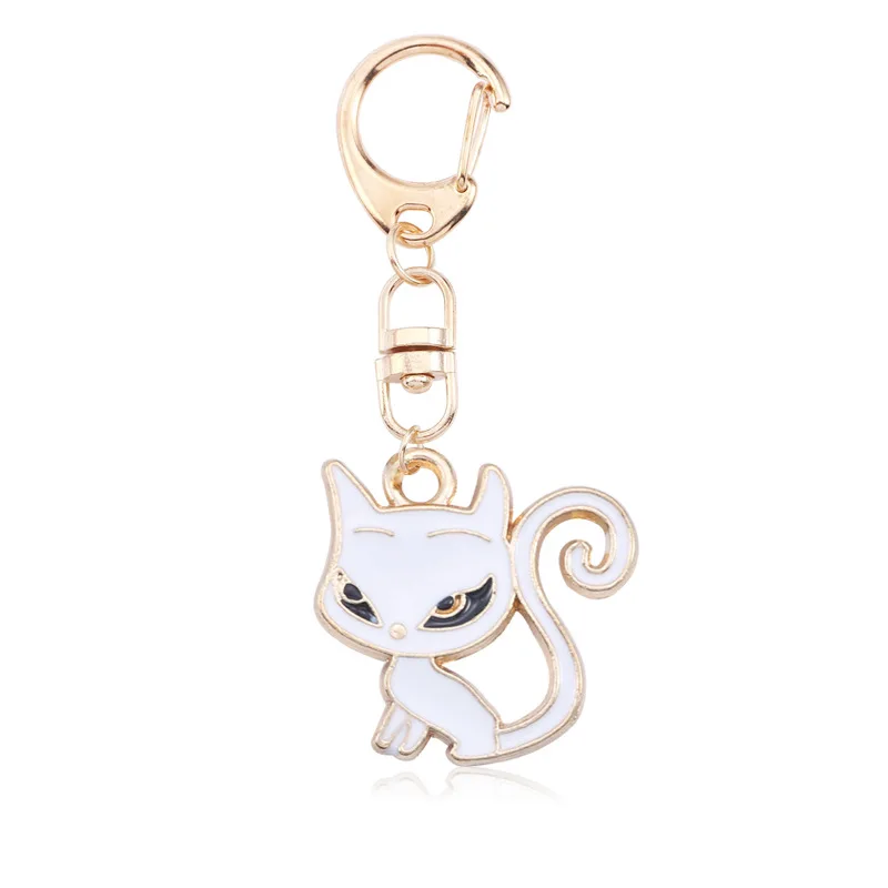 White fox Модный мультяшный брелок для ключей с маленьким животным, милый белый кролик, лиса, кот, подвеска, студенческий брелок для девочек, школьная сумка, подвеска, подарок, ювелирное изделие - Цвет: White fox