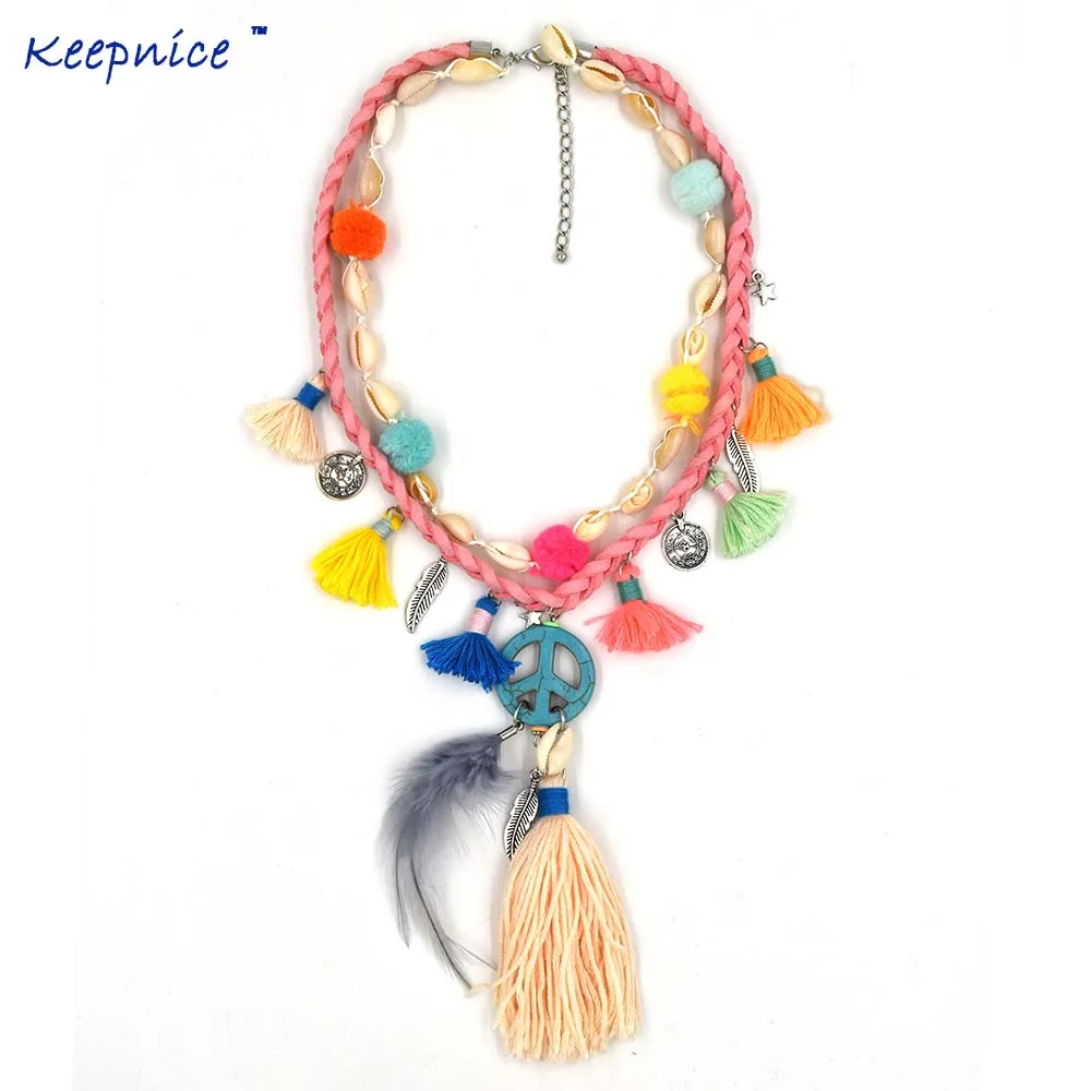 Новый богемский чокер ожерелье красочные ожерелья с подвесками и кисточками
