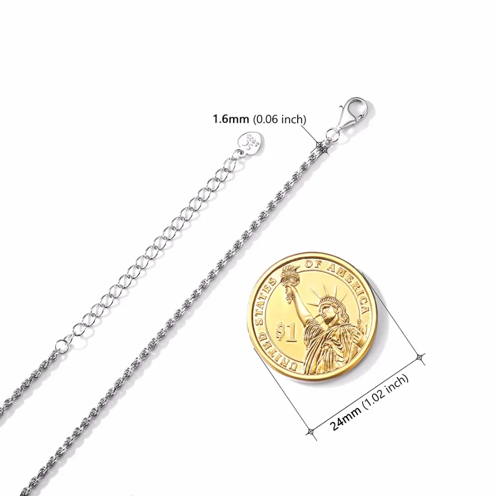 SILVERCUTE 925 пробы серебро витая веревка цепи ножной браслет для Для женщин ювелирные