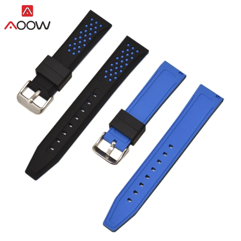 black blue AOOW модный силиконовый ремешок для samsung gear Sport S3 классический Huami Amazfit сменный Браслет ремешок для часов 20 22 24 26 мм - Цвет ремешка: black blue