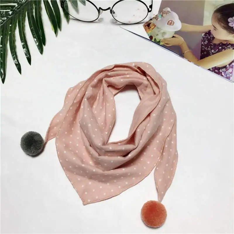 pink Новинка; хлопковый Детский шарф; милый детский нагрудник в горошек с помпонами; шарф для новорожденных девочек; шарфы с воротником для девочек - Цвет: pink