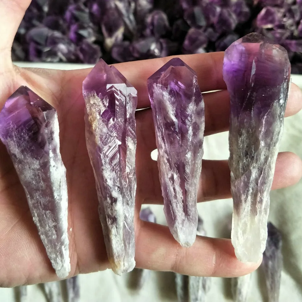 2 шт. сырье натуральный аметист КВАРЦЕВЫЙ кластер Кристалл семян палочка ТОЧКА
