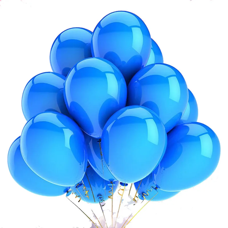 Blue 20 шт 12 дюймов золотые Серебристые белые латексные шары с днем рождения Свадебные украшения для взрослых детей надувные воздушные шары с гелием - Цвет: Blue