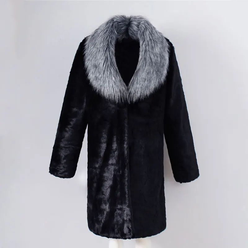 style 3 Новое мужское пальто из искусственного меха кролика толстый лисий мех меховой воротник Мужское пальто Зимняя мужская теплая куртка Размер S M L XL XXL XXXL - Цвет: style 3