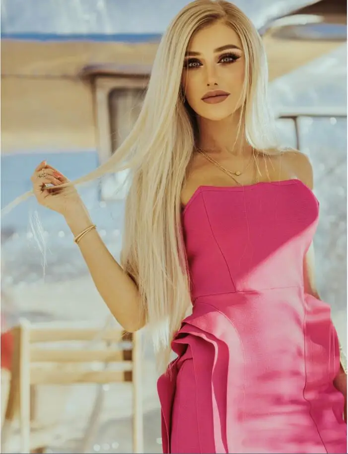 Трикотажное платье без бретелек розовое элегантное вечернее 2019 | Женская одежда