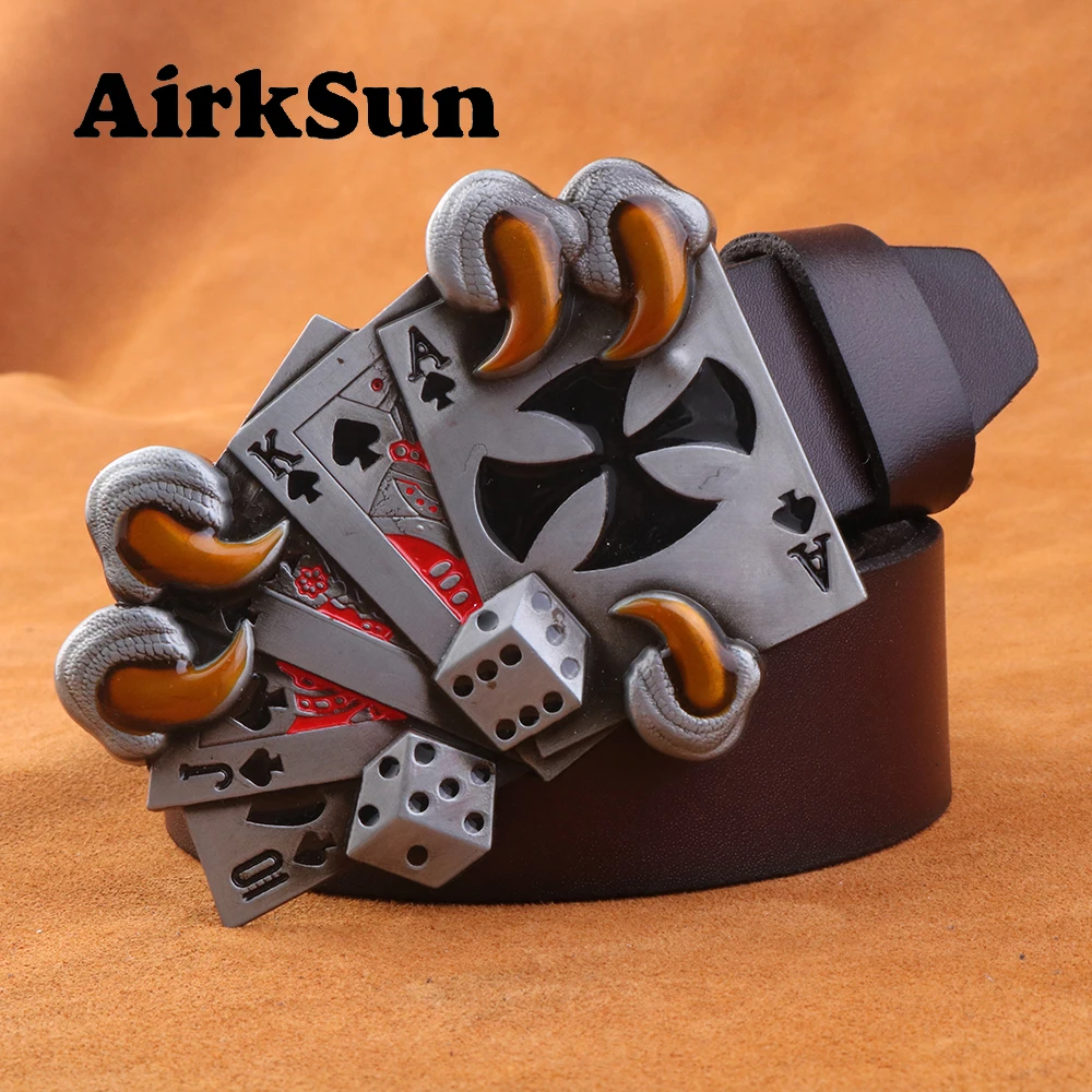 AirkSun2017 панк игральные карты пряжки для мужчин Cowskin Soild мужские s армейские ремни