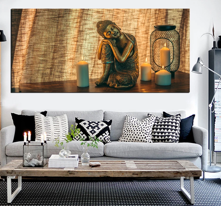 5PC Canvas Painting Poster Meditating Buddha Statue Art Zen Living Room Print Wall Pictures Decorative Home Decor No Frame FA640 | Дом и сад