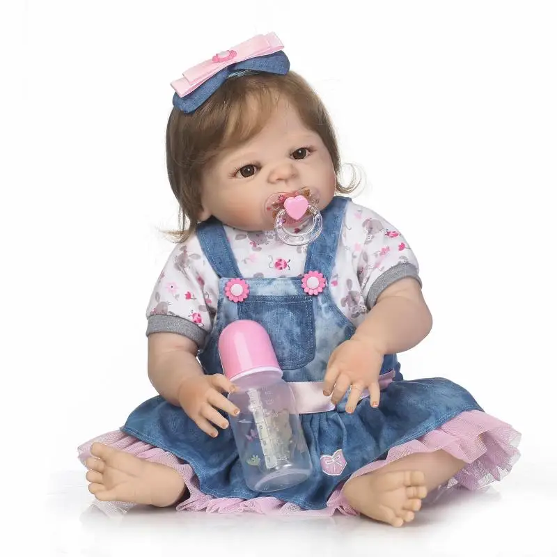 

Bebe reborn corpo de silicone inteiro realista 57cm reborn baby dolls toys for children gift lifelike girl toddler doll