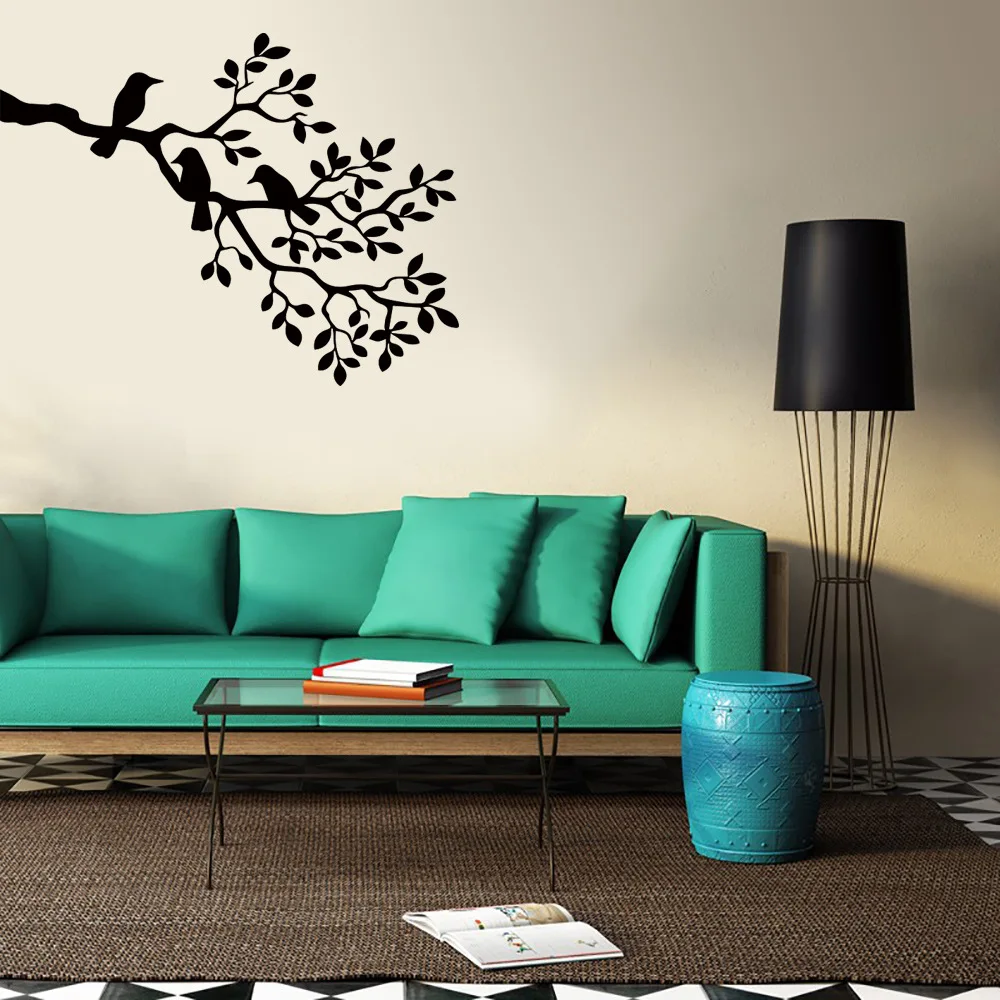 New Black Birds on the Tree Branch Wall Sticker for Living Room Decals Art Stickers Home Decoration Murals Removable | Дом и сад