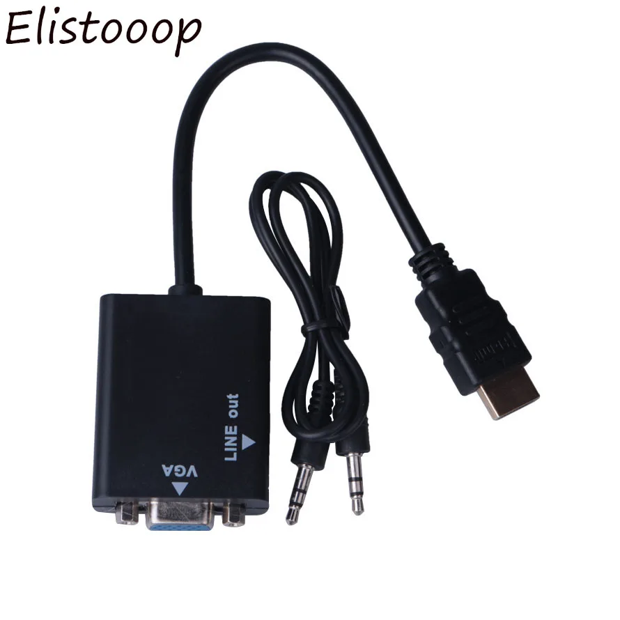 Elistooop 1080P HDMI штекер на VGA гнездо кабель видео конвертер адаптер HD преобразователь