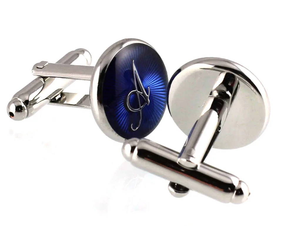 Запонки мужские серебристые с надписью Капитал 15 мм A B C D E F G H J K L M N O P Q R |