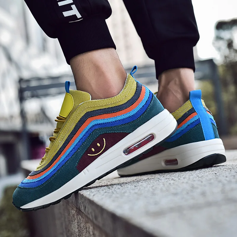 Новейшая обувь цвета радуги balenciaca max and air 97 большого размера offwhite flyknit носок
