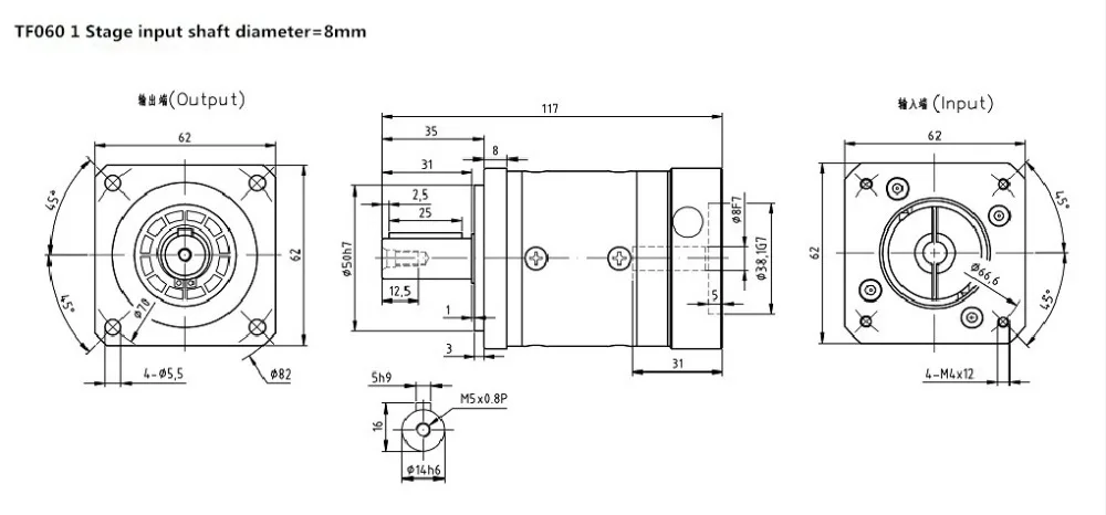 60 двойной brace Spur gear планетарный редуктор 8 аркмин 3:1 до 10:1 для NEMA23 шаговый двигатель входной вал 8 мм