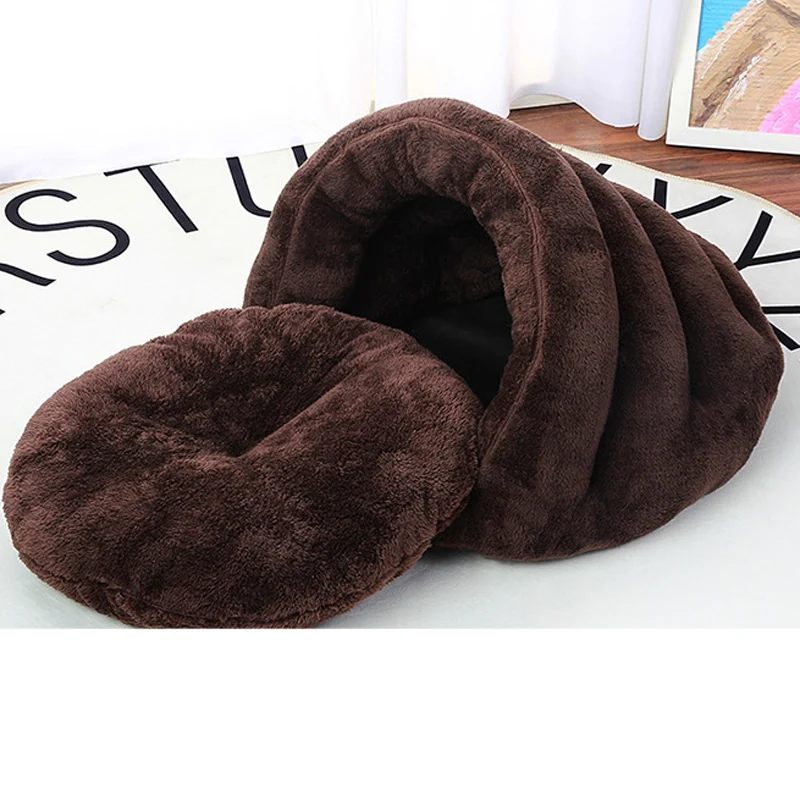 Small Dog Warming Sleep Basket Cat Teddy Chihuahua Winter Cage Soft Fleece Bed House with Removal Cushion Pillow | Дом и сад