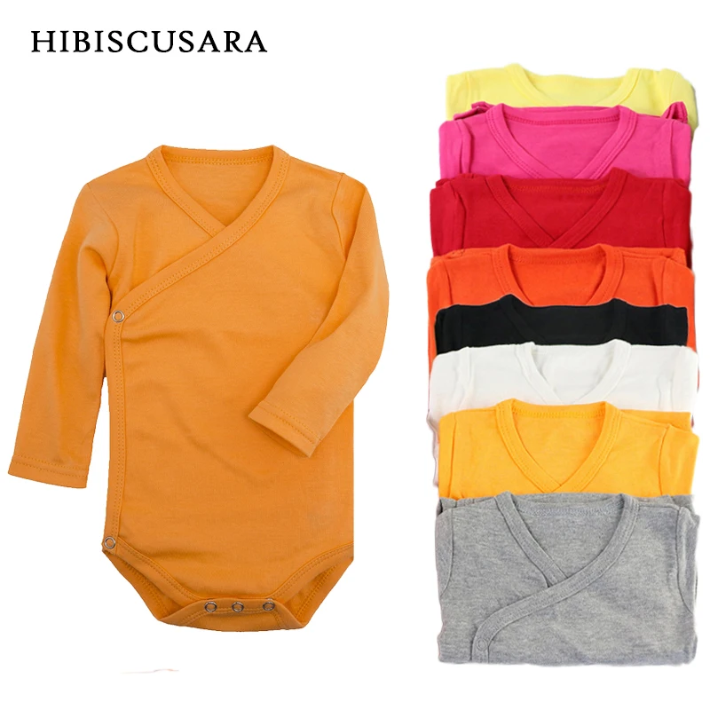 100% органический хлопок Одежда для новорожденных Однотонный простой комбинезон с