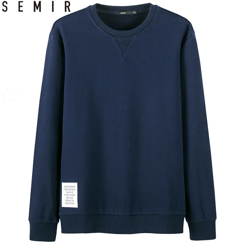 Мужские однотонные толстовки SEMIR хлопковая Повседневная Толстовка с круглым