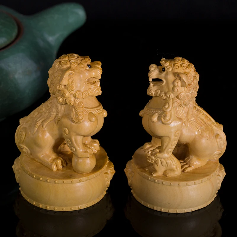 JIA GUI Луо Самшит резьба городской дом фэн шуй лев ремесла Домашние животные