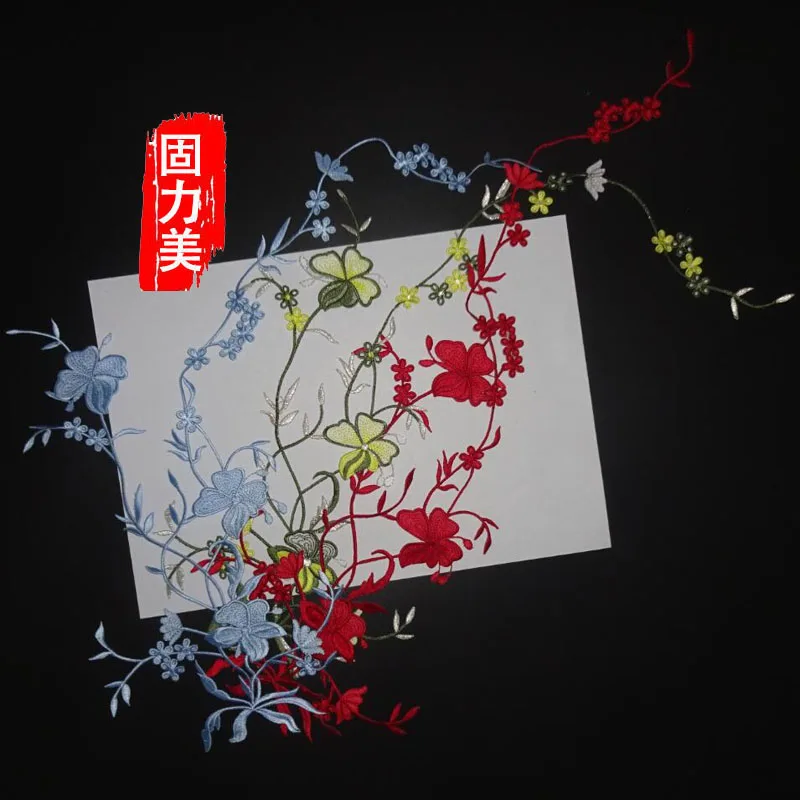 7pc 55CM gold white blue burgundy flower butterfly Embroidered Motif Flower hot fix Iron On Patches Applique Clothing Accessory | Дом и сад