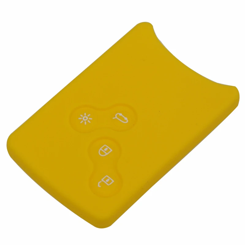 yellow 4 кнопки силиконовый резиновый чехол для ключей протектор для Renault Clio Logan Megane 2 3 Koleos Scenic карта брелок для ключей автомобильный стиль - Название цвета: yellow