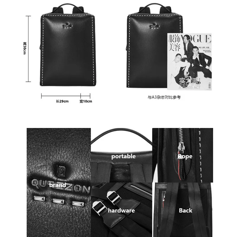 Fashion Solid Black Mochila Men Genuine Leather Backpacks For Business Man Bags Men's Casual Backpack & Travel Top Quality | Багаж и