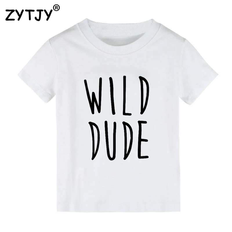 Детская футболка с надписью Wild Dude для мальчиков и девочек одежда малышей