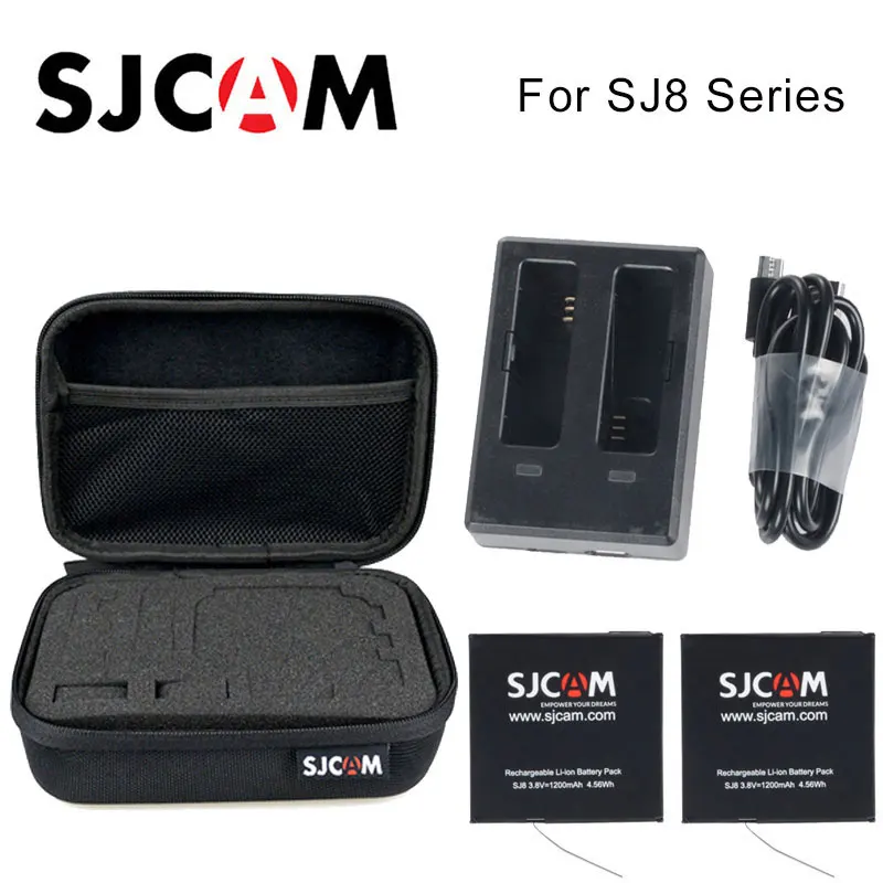 Оригинальные аксессуары серии SJCAM SJ8 двойное зарядное устройство + 2 шт. 1200 мАч