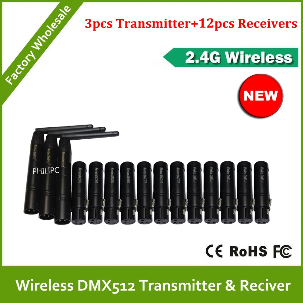 Беспроводной сценический сигнал dmx для dj 2 4 ГГц трансмиттер DMX512 радиоприемник