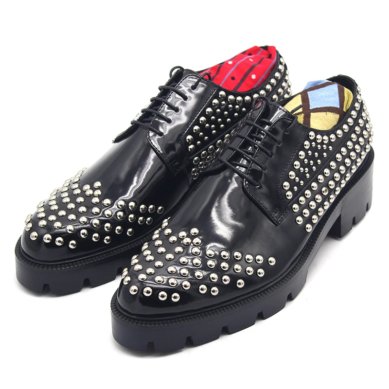 

Rivets Brogue Carved Business Shoes Flat heel Genuuine Leather Lace up Formal Dress Oxfords