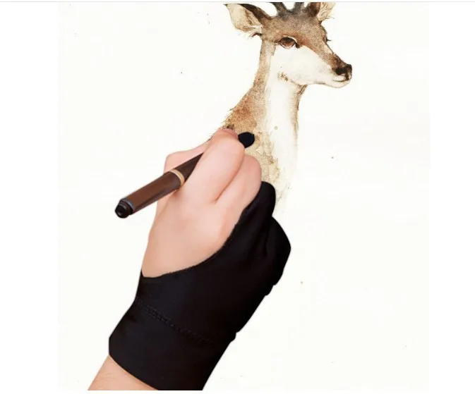 Goedkoop 200 Stks/partij Professionele Ontwerp Kunstenaar Tekening Twee Vinger Handschoen Voor Grafische Tekening Pen Tablet Tracing Pad Anti Fouling
